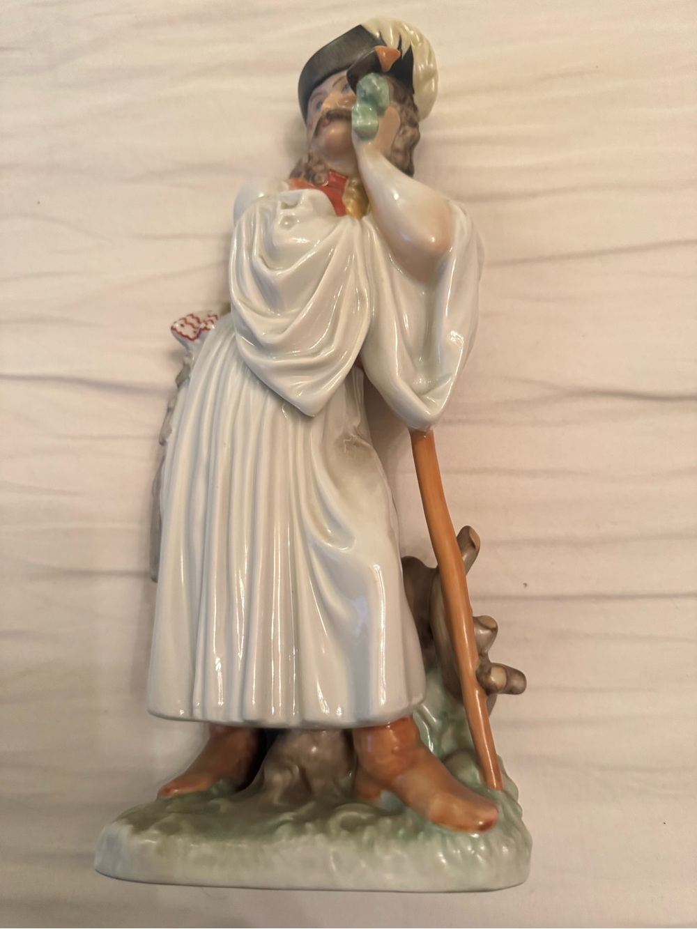 Herend Hungary VintagePorcelain Figurine Handpainted mournful Shepherd